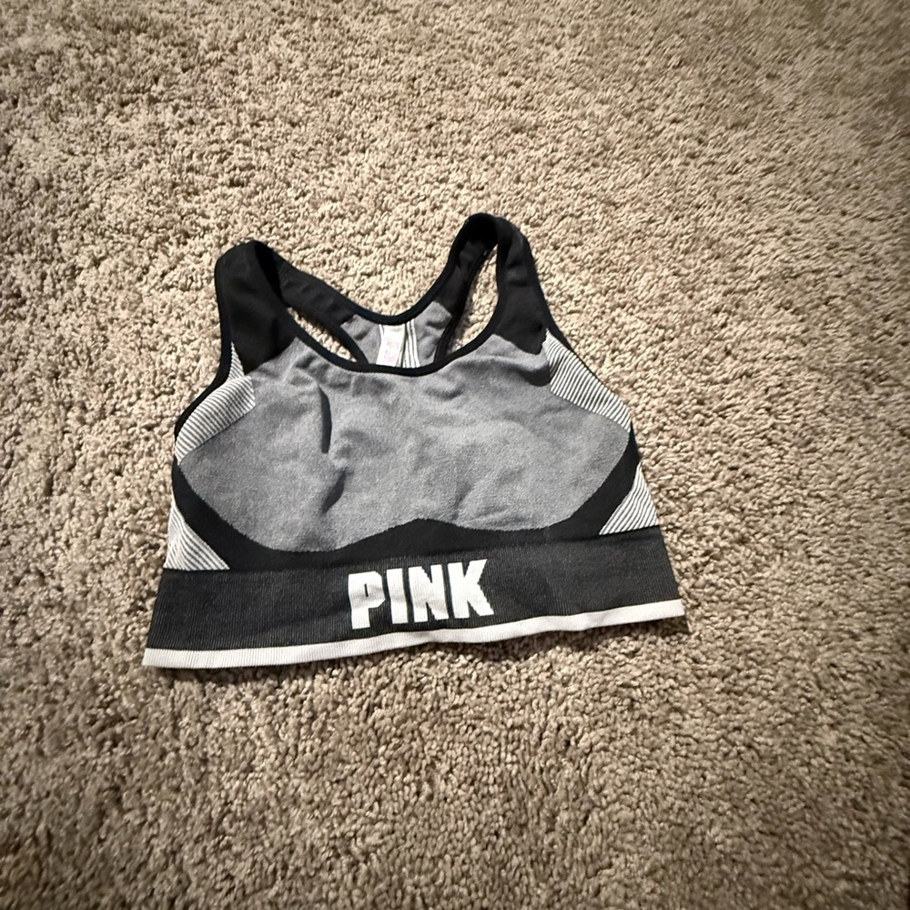 PINK Victoria's Secret Black and Gray Sports Bra